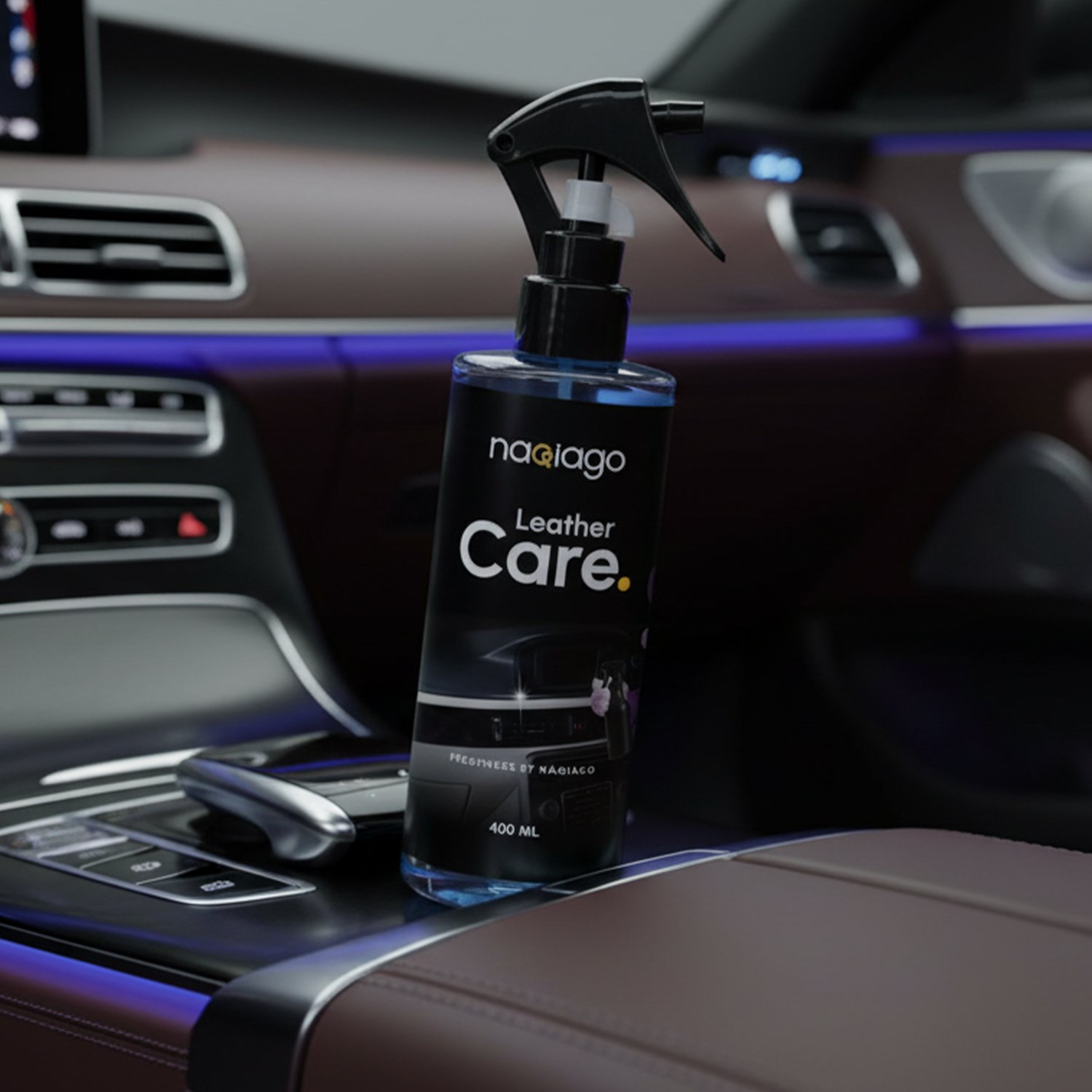 Flacon Leather Care – crème soin cuir voiture sièges tableau de bord